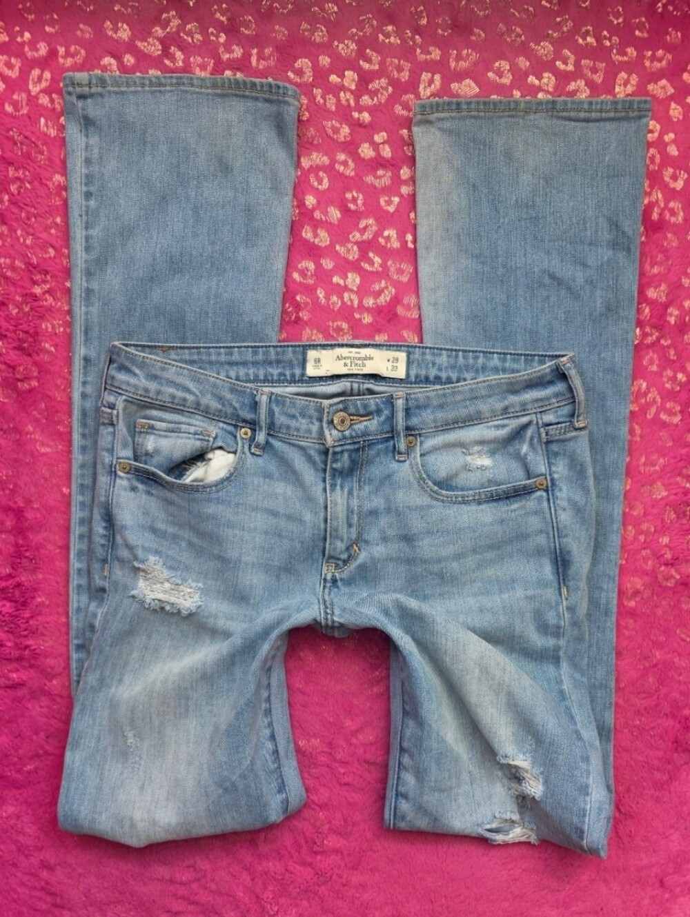 Abercrombie & Fitch blue bootcut jeans with distressing Size 6R
